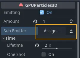 Assign sub-emitter